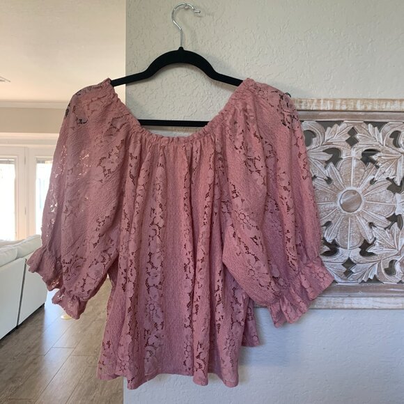 NWT Free People Stacey Lace top in pink size XL - Picture 3 of 5